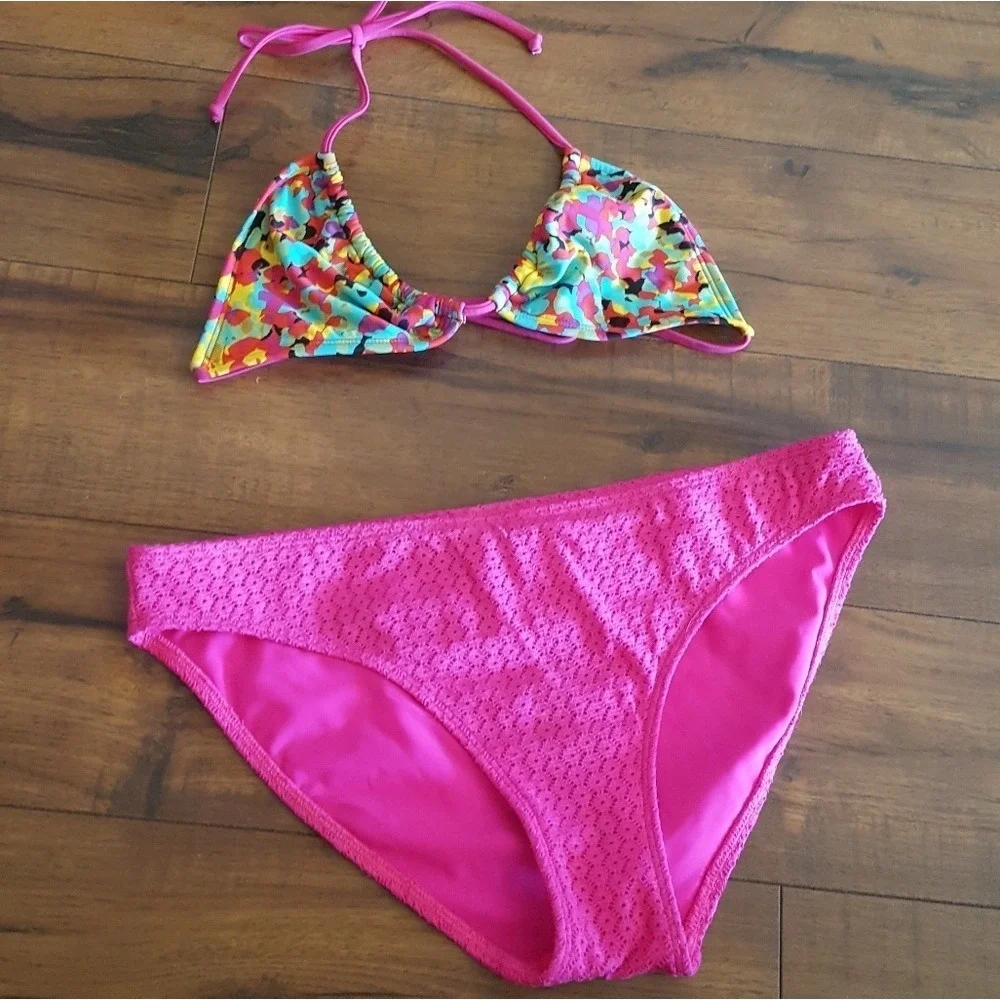 Thakoon‎ for Target Pink Abstract Floral Triangle Bikini Set Small